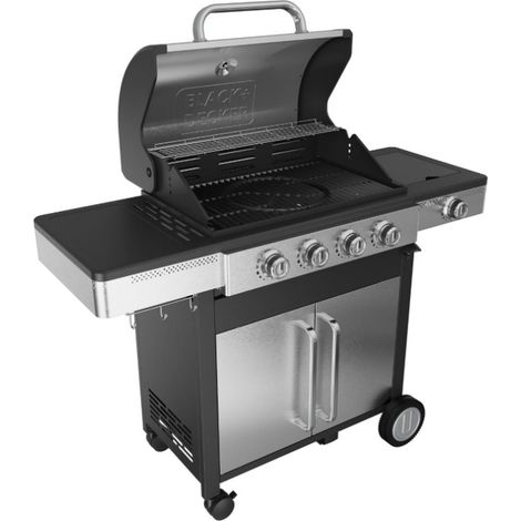 Barbecue à gaz 4 feux 14.4kw + 1 brûleur latéral 2,1 kw noir/gris - Black+decker - BXOG16550F (1/5)