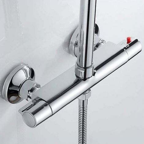 Mitigeur thermostatique de douche, robinet mitigeur thermostatique mural, robinet mélangeur thermostatique pour salle de bain, accessoires de douche thermostatiques pour baignoire, laiton, protection (1/5)