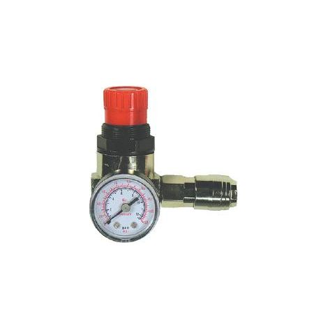 Mecafer – Mini détendeur 1/4'' F avec manomètre et robinet – Accessoire pour compresseur – Contrôle de pression précis