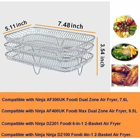Grille empilable pour friteuse à air – 3 niveaux – Compatible Ninja AF300EU/AF400EU – Acier inoxydable – Circulation d'air améliorée (1/5)