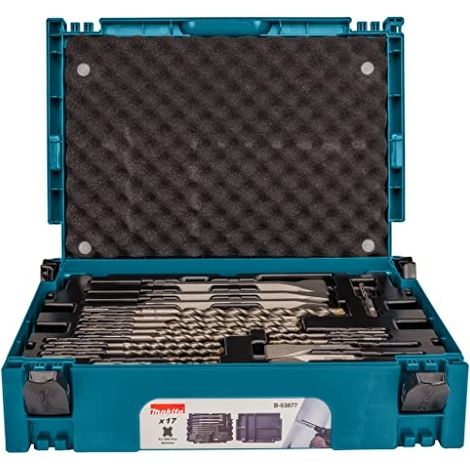 Makita – Set de forets et burins SDS-Plus 17 pièces – Acier haute teneur en carbone – Pour béton, brique, pierre – Système de serrage FDS Plus