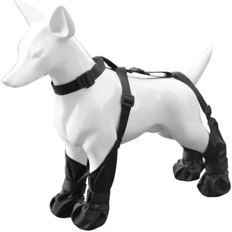 Bottes à bretelles pour chien, montantes, antidérapantes, anti-chute, réglables, protection des pattes (taille L, noires)