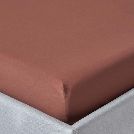 HOMESCAPES Chocolate Egyptian Cotton Fitted Sheet 200 Thread Count, Single - Chocolate