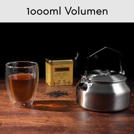 Bouilloire sifflante JeiibrZui - 2,5 litres - 1 pièce - Acier inoxydable avec poignée imitation bois - Compatible gaz, électrique et induction - Crème (1/5)