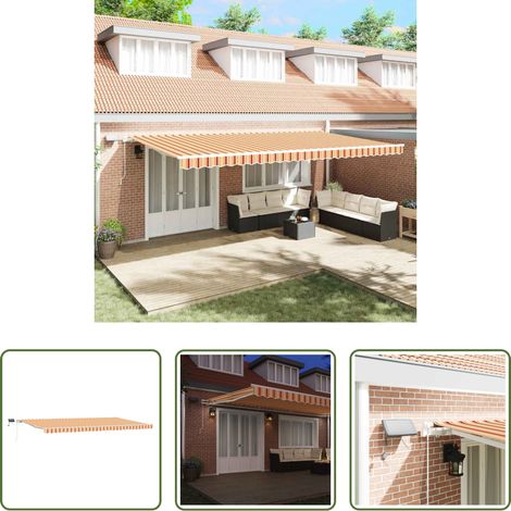Ombrage extérieur - Auvent Rétractable Jaune et Orange 600 × 300 cm Tissu et acier (1/5)