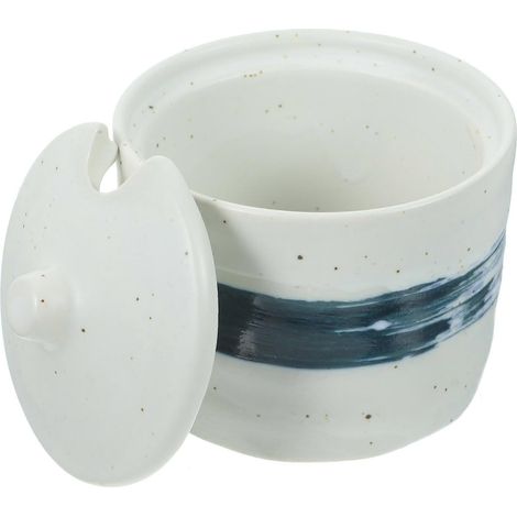 Pot à épices en céramique avec couvercle et cuillère, récipient à épices multifonctionnel, rangement de cuisine pour la cuisson (1/5)