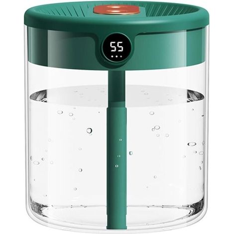 Humidificateur - Humidificateur de chambre - Humidificateur USB avec veilleuse - Affichage numérique - Deux embouts - Usage domestique - Ultra silencieux - Arrêt automatique - Convient pour l'intérieu