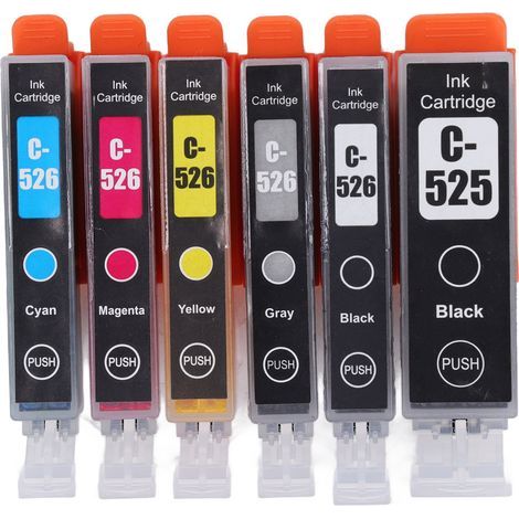 Cartouche d'encre grande capacité - Pack combo 6 couleurs pour imprimantes Canon PIXMA IP4850, IP4950, IX6550 (1/5)
