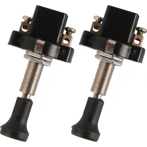 Lot de 2 interrupteurs push-pull 12 V/24 V 20 mm pour véhicule, moto, marche/arrêt, filetage long, interrupteur push-pull pour accessoires de voiture électrique (1/5)