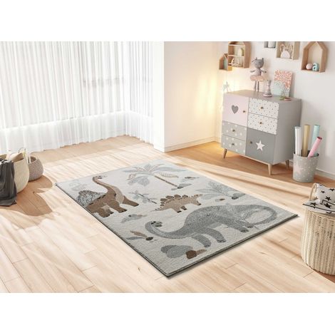 ATTICGO Tapis enfant dinasaures BEATS 54 Blanc 120x170 cm (1/4)