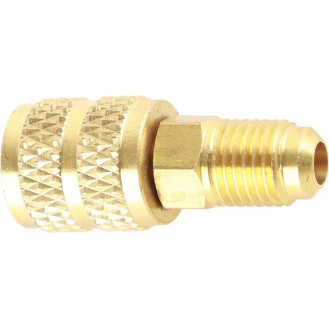 Deux connecteurs adaptateurs de raccords en cuivre pour climatisation et réfrigération R410A, extérieur 1/4 SAE, intérieur 5/16 SAE. (1/5)