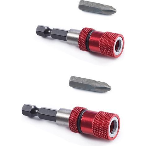 2pcs Magnétique Porte-embout avec Butée de Profondeur de Vis Réglable 1/4" Hex Tige Cloison Sèche Embout de Visseuse Placo pour Plaques de Plâtre avec Embouts de Tournevis PH2 (1/5)