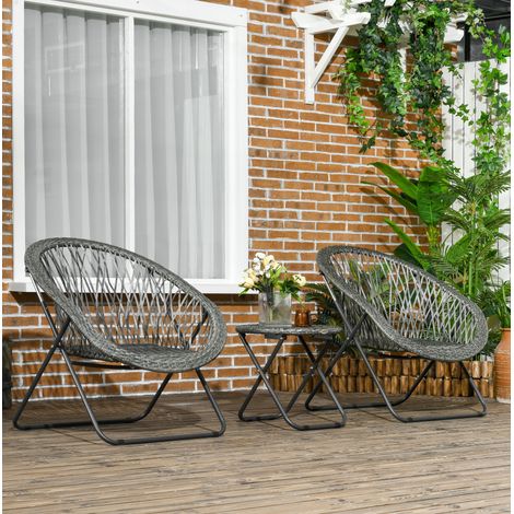 Salon de jardin pliant 3 pièces Ø46x43 cm en acier gris, pour balcon, gain de place – MEUBLIV (1/5)