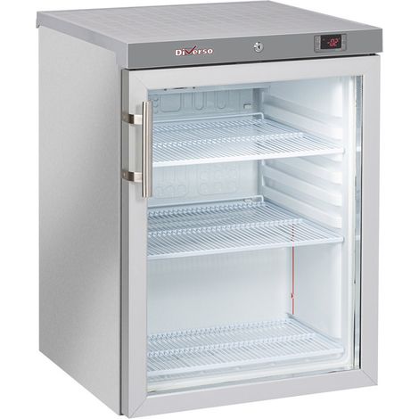 Réfrigérateur ventilé inox 200L avec porte vitrée design compact et performance - Diverso (1/2)