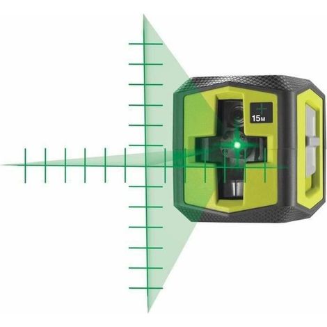 Láser Ryobi Cross Line 203779 con haz verde. Alcance: 15 m. Tiempo de funcionamiento: 6 horas. Láser de clase II. Longitud de onda: 520 nm ± 10 nm. (1/4)