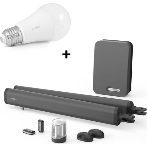 Avidsen – Kit de motorisation connectée à vérins pour portail à battants – Ampoule connectée incluse – Compatible Google et Alexa – Charge maximale 300kg (1/5)