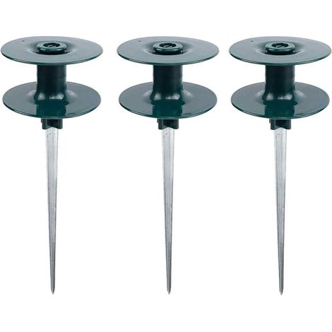 Lot de 3 guides de tuyau d'arrosage, en zinc antirouille robuste avec piquet en métal vert foncé pour arrosage, guides de tuyaux d (1/5)