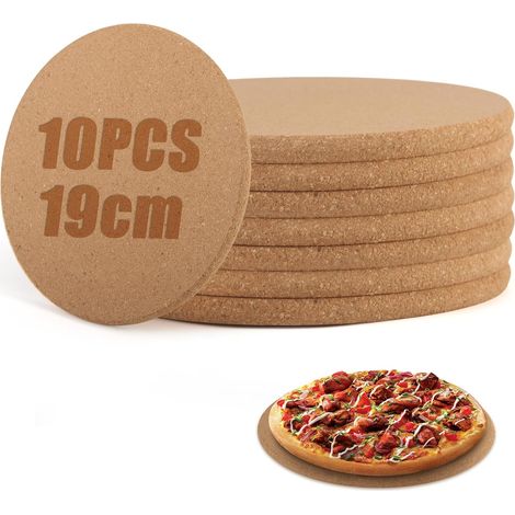 10 runde Korkuntersetzer (19 cm × 10 mm) für Töpfe und Pfannen, Naturkork, hitzebeständig, für Küche und Haushalt