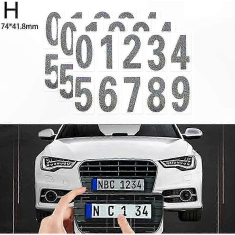 Lot de 3 autocollants numériques pour plaques d'immatriculation, numéro invisible, impression laser, 74 x 41,8 mm.