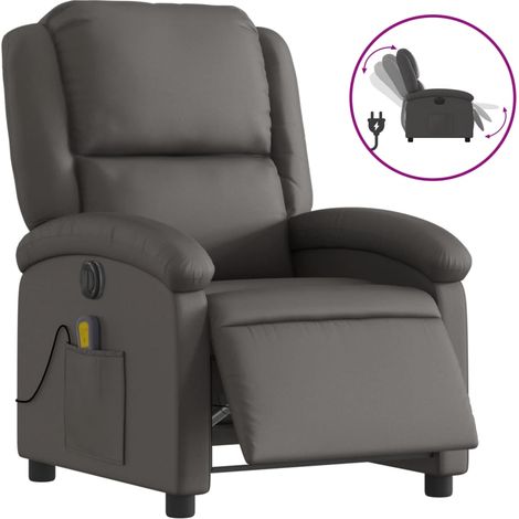Maison Exclusive - Relaxsessel Elektrisch Grau Echtleder