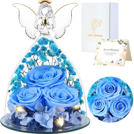 Cadeaux de Roses Eternelles, Cadeau Femme Roses Préservées (Bleu Ciel) (1/5)