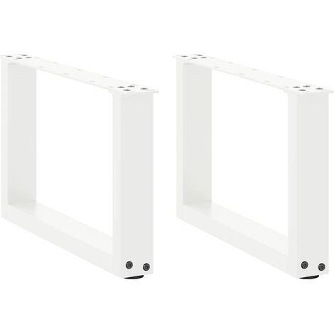 vidaXL Coffee Table Legs U-Shaped 2 pcs White 50x(30-31) cm Steel