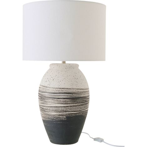 Lampe de table en poterie noire et beige - noir et beige (1/4)