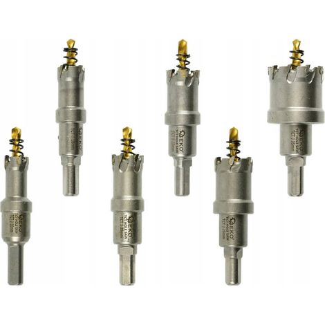 Set di seghe a tazza in carburo per metallo con punte da trapano in titanio, 6 pezzi, 16-35 mm (16) (1/3)
