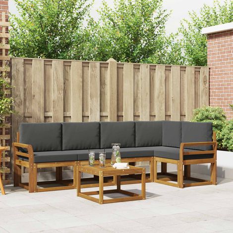 vidaXL Outdoor-Sofagarnitur mit Kissen 6 pcs Natur und Anthrazit (1/5)