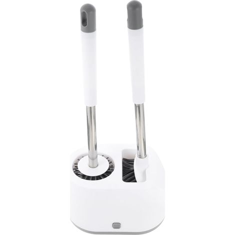 Brosse WC Murale avec Support 2 Têtes De Brosse pour Nettoyage des Coins Base Stable avec Ventilation Et Réception D’Eau pour Salle De Bain Et WC (1/5)