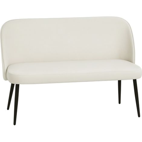 Sofá 2 plazas beige de tejido efecto terciopelo, metal y madera, 127 x 63 x 84,5 cm DESVIAE (1/5)