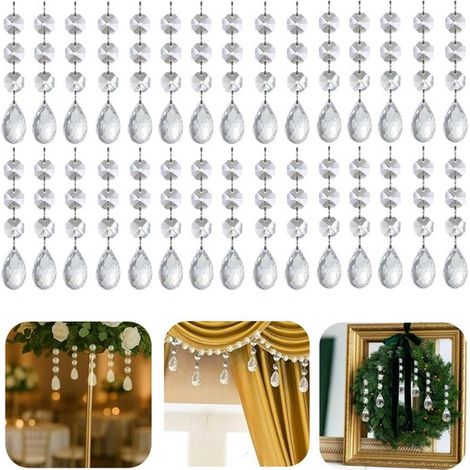 Guirlandes de perles acryliques lot de 30 - décorations en goutte pour lustres, rideaux et mariages, 11,2 cm (1/5)