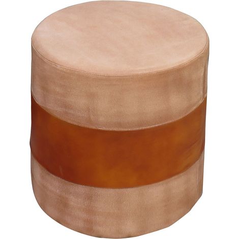 Puff tapizado artesanal marrón 42x42x45