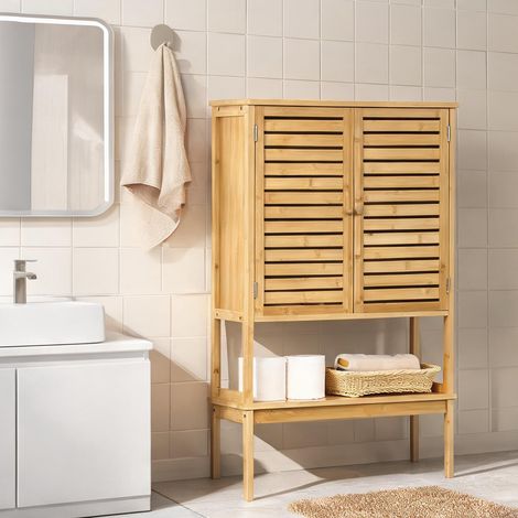 Meuble de salle de bain bois naturel en bambou 60 x 23 x 173 cm (1/5)