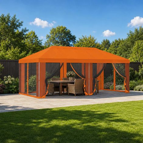 Teenpull – Pavillon Dach mit Seitenwänden 6 x 3 m Orange Polyester 190 (1/5)
