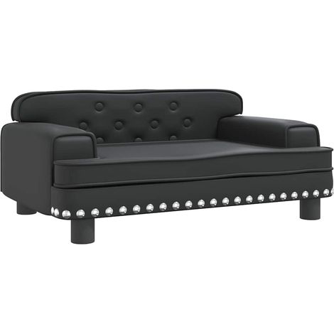 vidaXL Cama para perros de cuero sintético negra 70x45x30 cm (1/2)