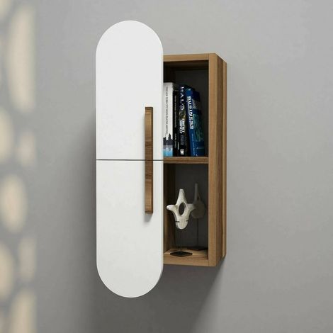 Dmora - Estantería Aquilae, Estante, Estante de pared, Estanterías multiusos, 35x22h60 cm, Nogal y Blanco, con embalaje reforzado (1/5)