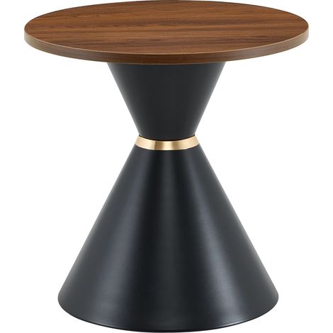 Set di 2 tavolini rotondi effetto noce e metallo nero HOMVRA (1/5)