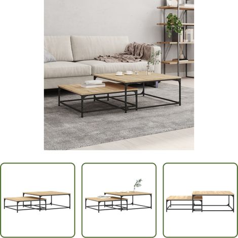 Tables d'appoint gigognes - Tables basses gigognes 2 pcs chêne sonoma bois d'ingénierie (1/5)
