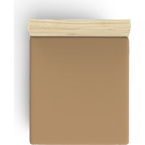 Ranforce King Fitted Sheet (ES) 160 x 200+30 cm 100% Algodón Marrón claro (1/4)