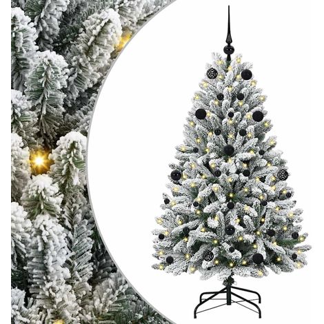 Sapin de Noël  Arbre de Noël artificiel Vert et blanc 150 cm PVC et métal (1/5)