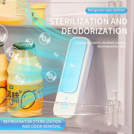 Désodorisant à ozone rechargeable USB pour réfrigérateur, stérilise, élimine les odeurs et dégrade les résidus de pesticides（bleu） (1/5)