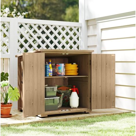 Garten-Schrank 77,5 x 88 x 90 cm aus dunkelgrauem Holz mit Regal – MEUBLIV (1/5)