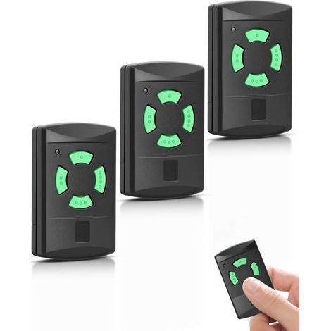Lot de 3 télécommandes pour émetteur portatif Hörmann 26,975 MHz, HSE2, HSM2, HSM4, HS2/4/1, bouton vert, 4 canaux, télécommande d'ouverture de porte de garage pour HSP4-C, HSD2-A, HSD2-C (3 pièces) (1/5)