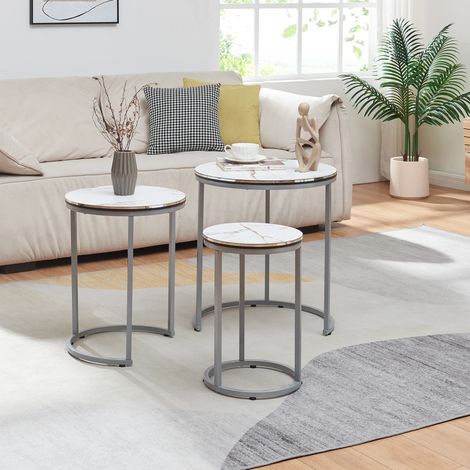 Satztisch Bornholm im 3er Set Marmor, weiß [en.casa] (1/5)
