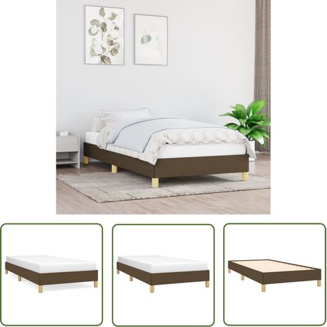The Living Store Bettgestell ohne Matratze Dunkelbraun 100x200 cm Stoff - Bettesrahmen - Doppelbett - Lattenrost - Holzbettrahmen - Massivholzbette (1/5)