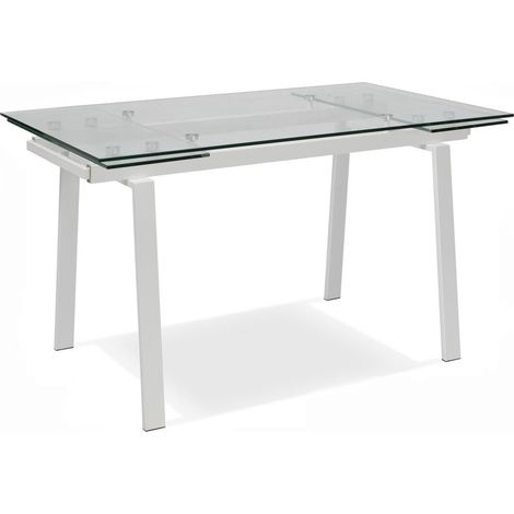 Tavolo Allungabile 140/200x80x76 cm in Vetro Temperato Tommy Trasparente (1/5)
