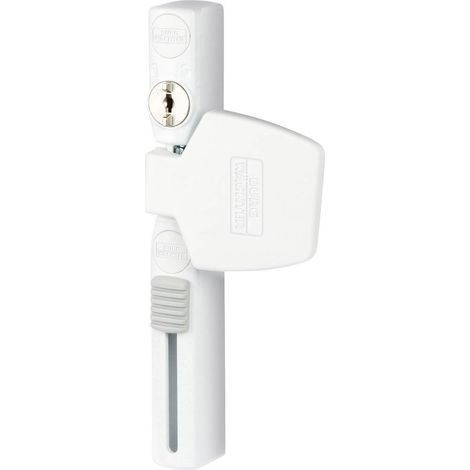 Verrou de fenêtre, Protection anti-effraction pour fenêtres et portes de balcon, Verrouillable, Intérieur, Côté poignée, WS 33, Blanc (1/5)
