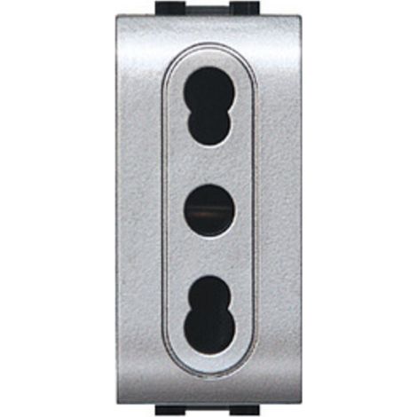 LIFE 4045 TEC PRESA BIPASSO 10/16A ARGENTO SATINAT- 12,0 pz
