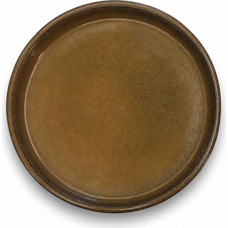 1 soucoupe ronde 28cm miel ambré, en terre cuite émaillée, pour tasses et mugs, décoration intérieure (1/3)